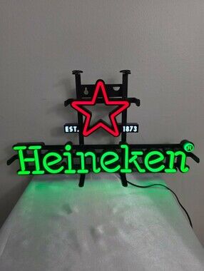 Heineken Neon Sign The Essential Man Cave Home Bar Accessory Pub Light.